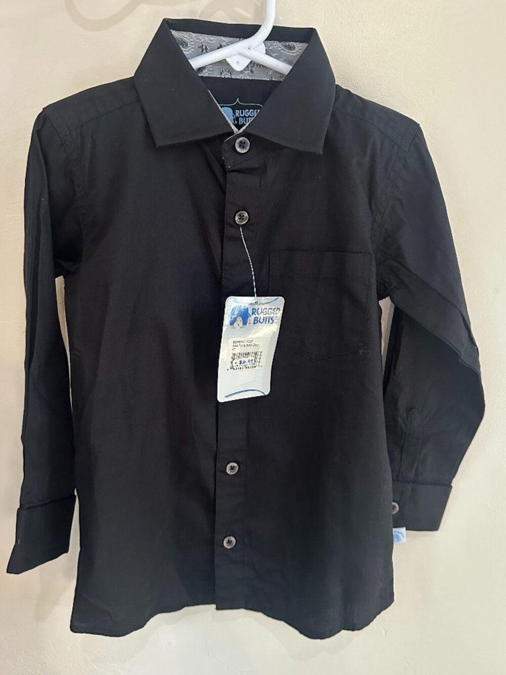 NWT RuggedButts Black Formal Button Down Dress Shirt Long Sleeve DS 2014